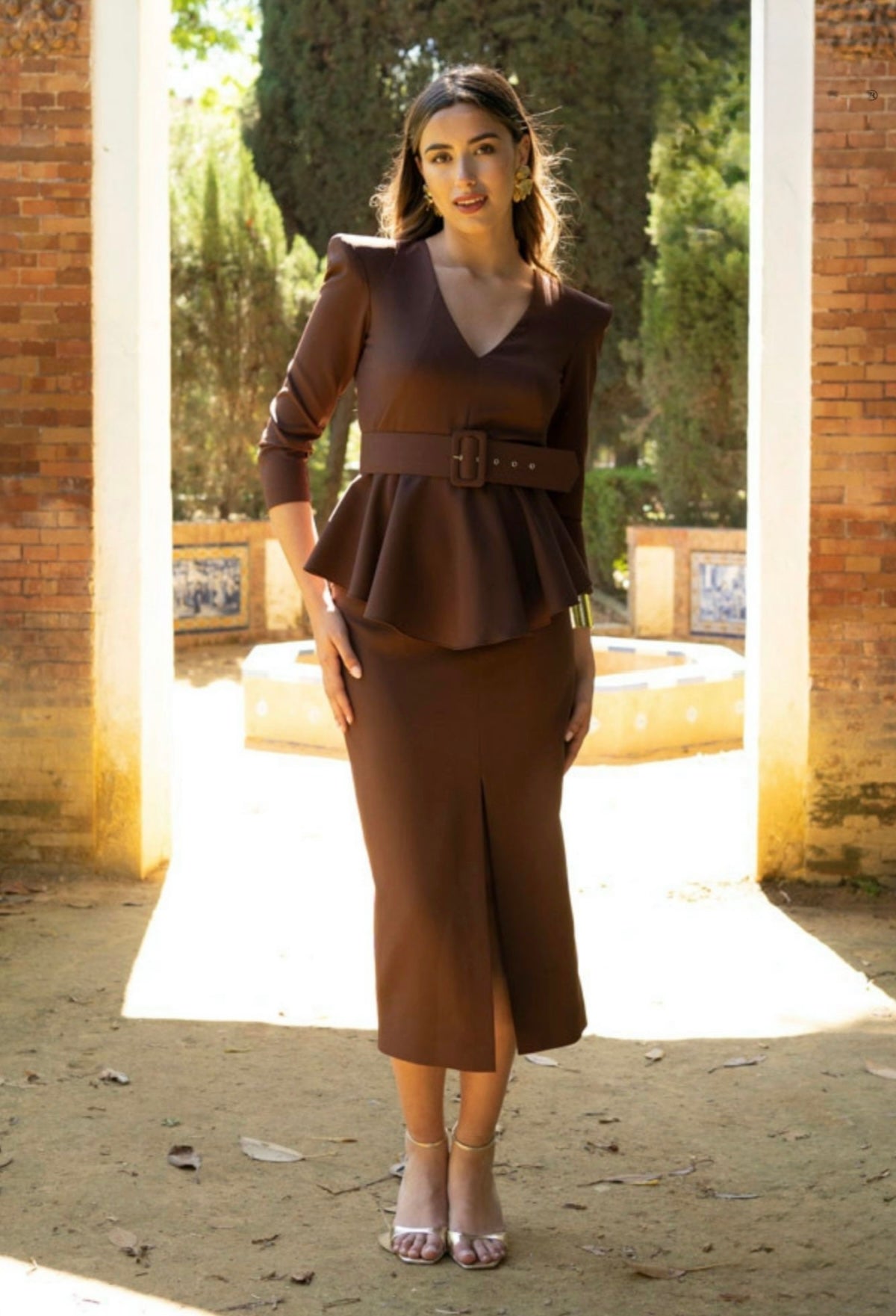 CONJUNTO EMILIE MARRÓN CHOCOLATE Y AGUACATE