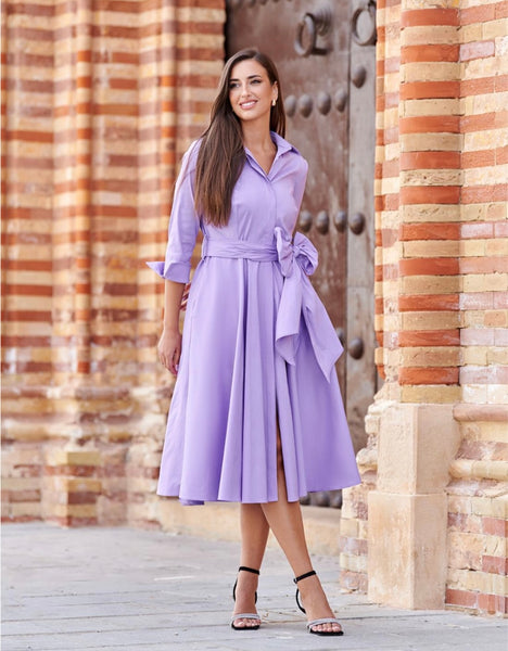 VESTIDO SEDA SALVAJE CORDELIA, COLOR LIMA