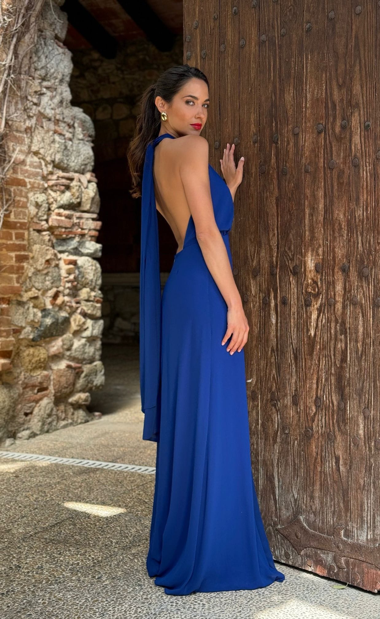 VESTIDO LARGO AZUL KLEIN BIMBA – Farfalla Couture