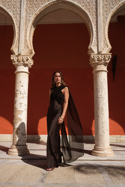 VESTIDO JUDITH MARRÓN CHOCOLATE