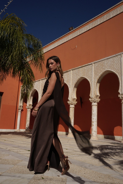 VESTIDO JUDITH MARRÓN CHOCOLATE