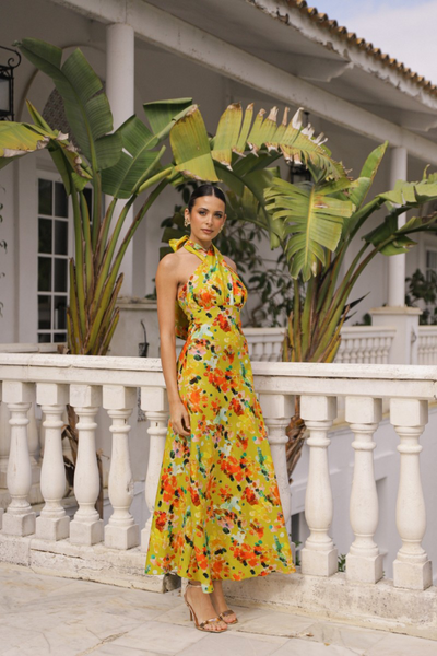 VESTIDO LÚMINA LINO ESTAMPADO.