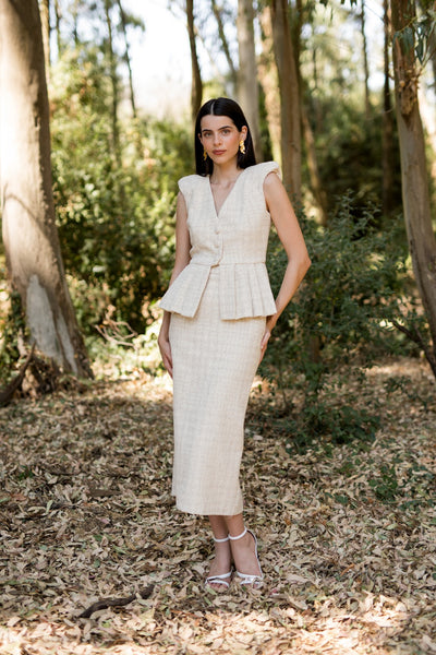 VESTIDO GENE TWEED BEIGE