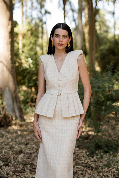 VESTIDO GENE TWEED BEIGE