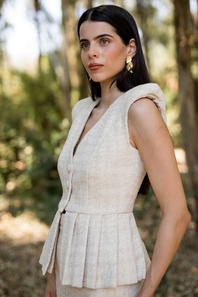 VESTIDO GENE TWEED BEIGE