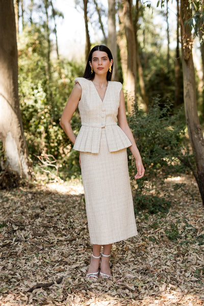 VESTIDO GENE TWEED BEIGE